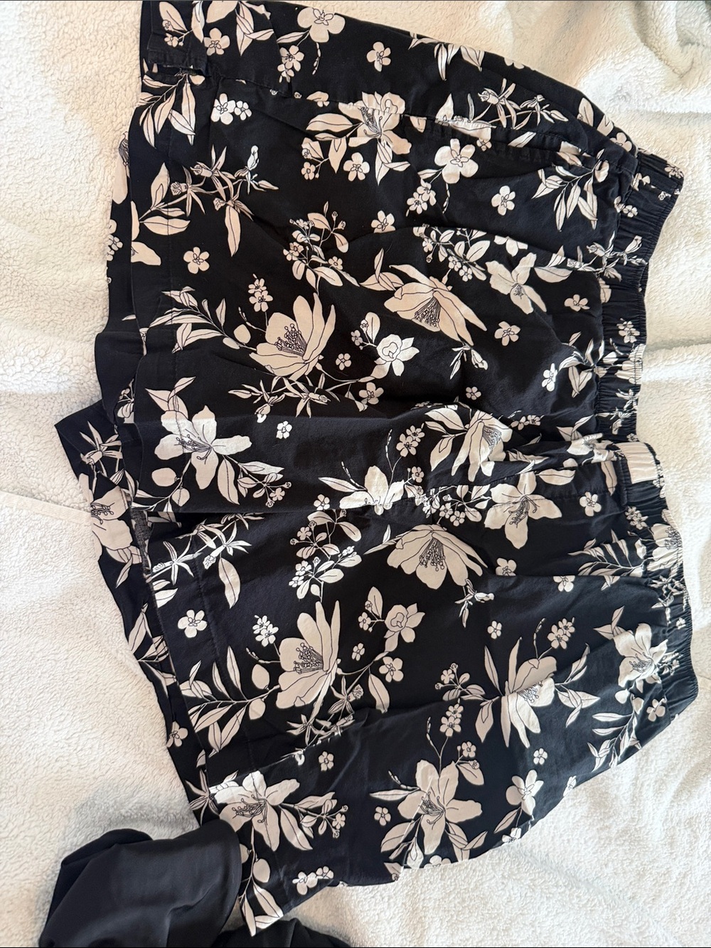 Soma Black and Cream Floral Skirted Sleep Shorts